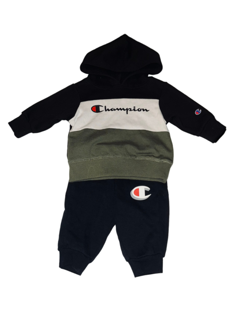Baby Champion Hoodie and Jogger Set 3-6 Months Black Olive Green